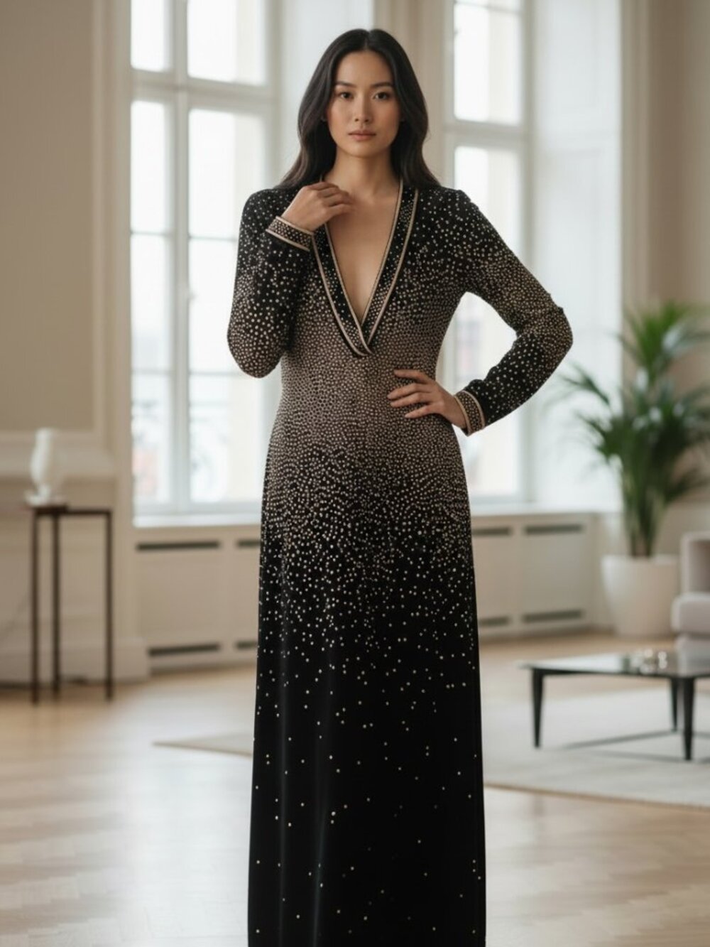 ✨ Leonard Paris Silk Polka Dot Maxi Dress ✨